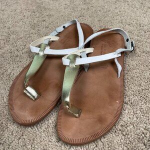 Joie A La Plage Sandals Women 36.5 US 6 Gold/White Leather Strappy Made in Italy